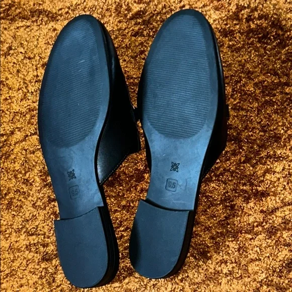 BCBGeneration Black Mules with Gold Buckles - Picture 4 of 6